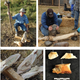 Bone breakage experiments on a modern elephant’s leg bones in an attempt to determine the kinds of breakage patterns resulting from hammerstone hits. (Credit: Kate Johnson, San Diego Natural History Museum)